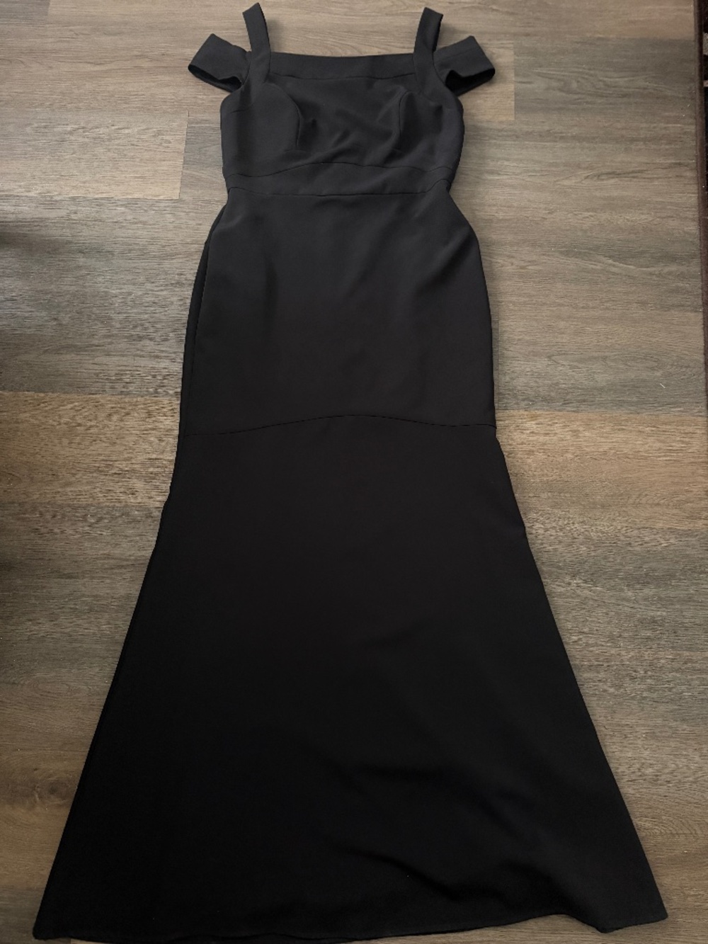 Nicole Miller New York black off shoulder dress size 10 formal evening long gown
